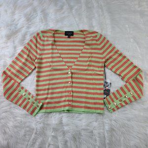 NEW Rondina V-Neck Cardigan Sweater Long Sleeves Coral/Mint Size XS Retail $265